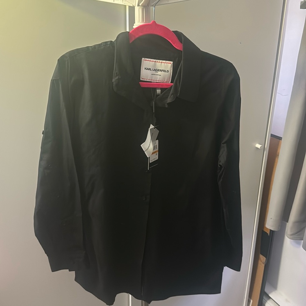 Karl Lagerfeld Paris  oversized black button-down brand new with tags